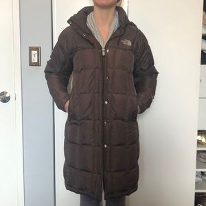 The North Face mid-thigh length down filled parka